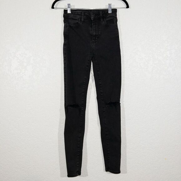 American Eagle Black Super Hi-Rise Jeggings Size 0 - Picture 1 of 9